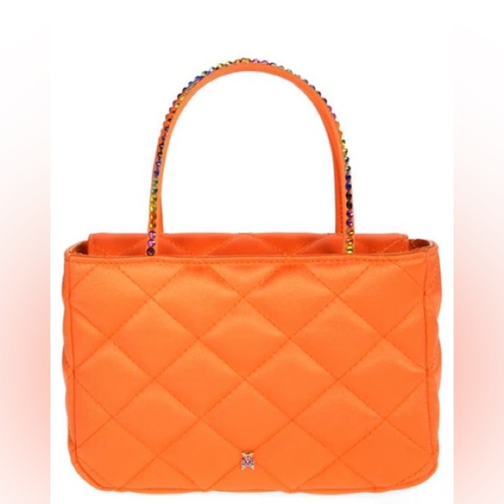 Amina Muaddi Betty Orange Quilted Handbag
